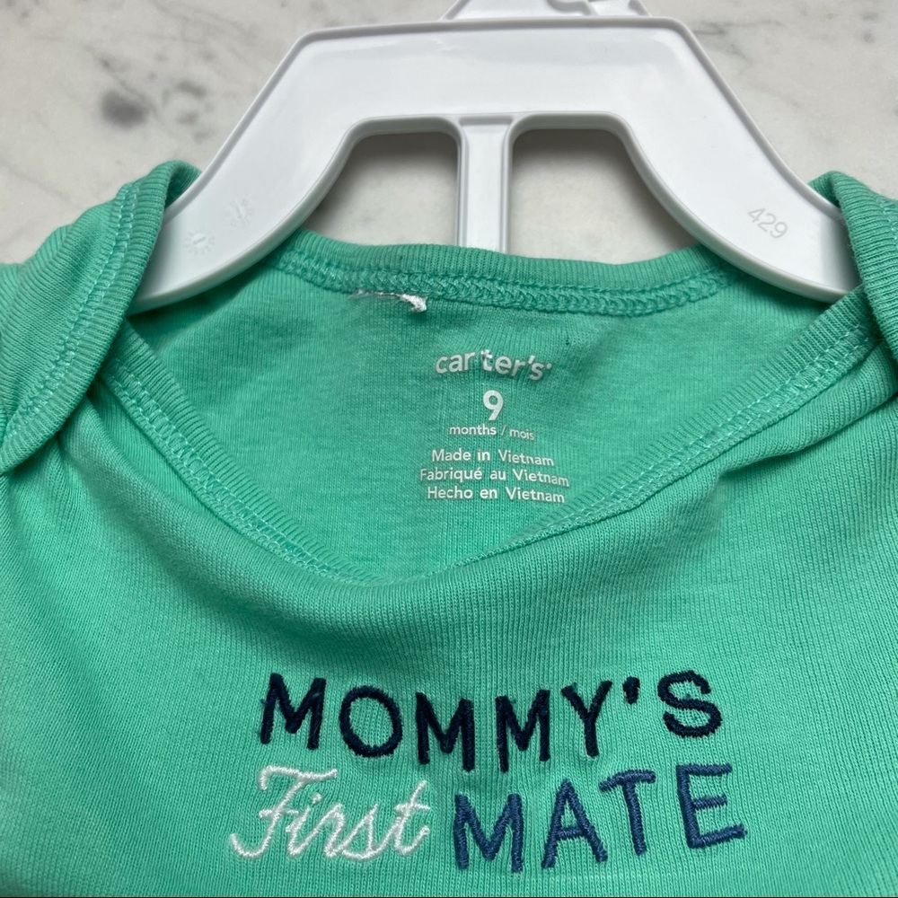 Carter's Mommy's First Mate Nautical Set Outfit Onesie Christmas Bib Bundle - Picture 6 of 10